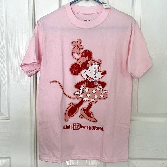 Minnie Mouse 𝅺Short Sleeve Disney Parks T-Shirt Hanes Beefy T 🆕 - Picture 1 of 3